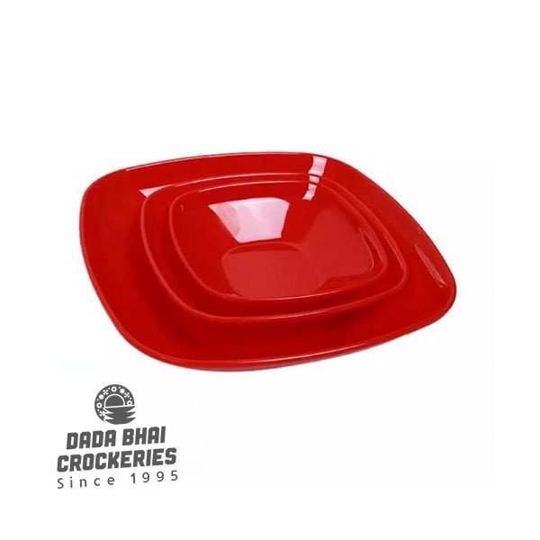 Square Deep Bowl 3pcs Set - Red