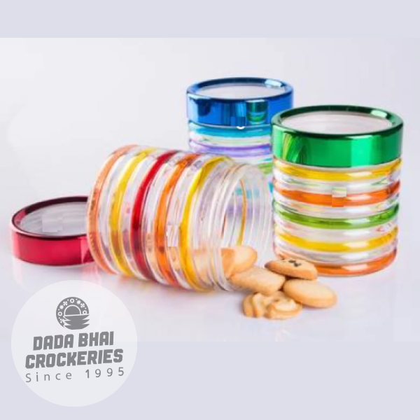 Dual Color Glass Jar with transparent Lid- 3pcs Set