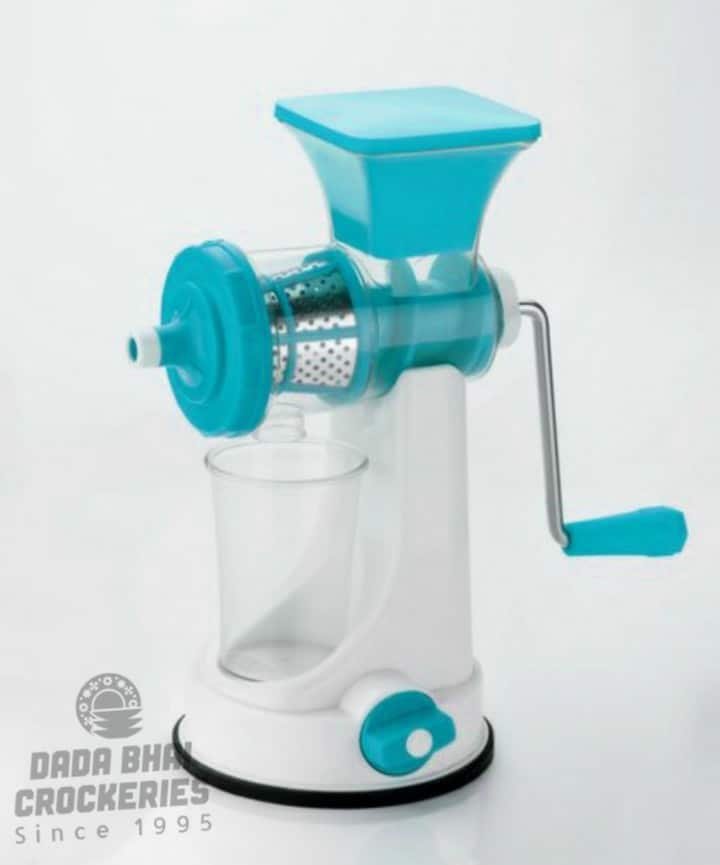 Plastic And SS Deluxe Hand Juicer For Fruit And Vegetable- Blue Color