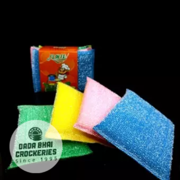 Sponge Dish Wash Scrubber- 4 Pcs Multicolor