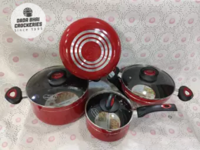 Sharif Non-Stick Cookware 9pcs Set-Red