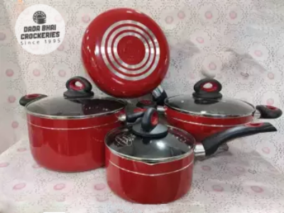 Sharif Non-Stick Cookware 9pcs Set-Red