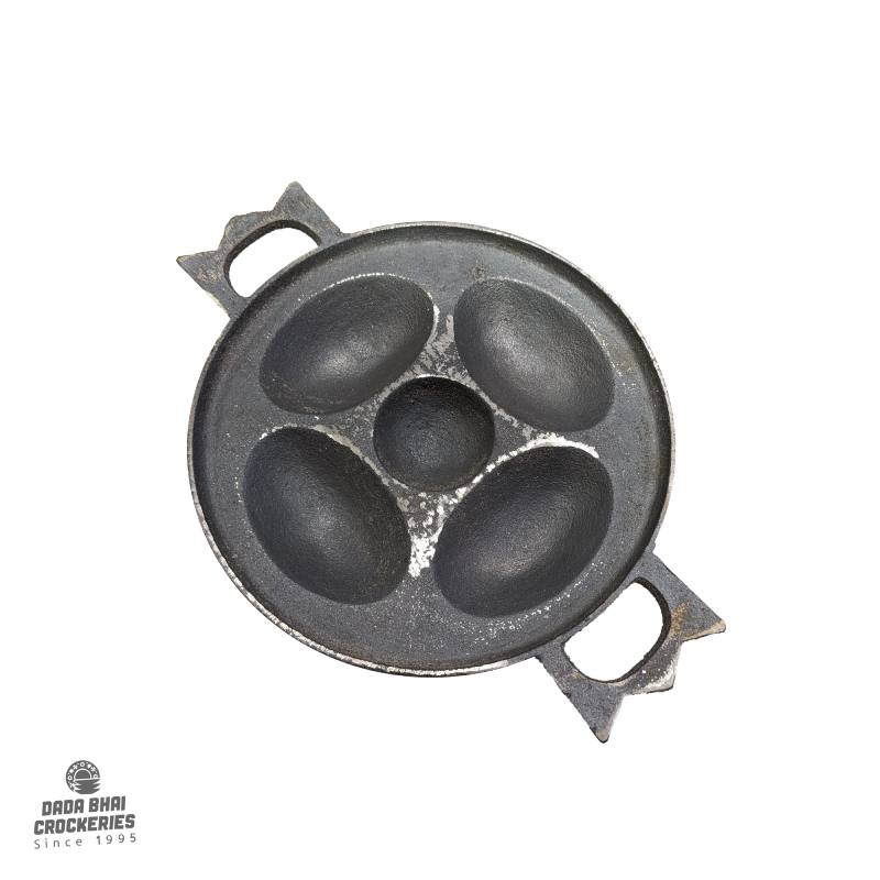 Cast Iron Chitoi Pitha Pan 5 in 1 -22cm | ৫-খোপ চিতই পিঠা তাওয়া