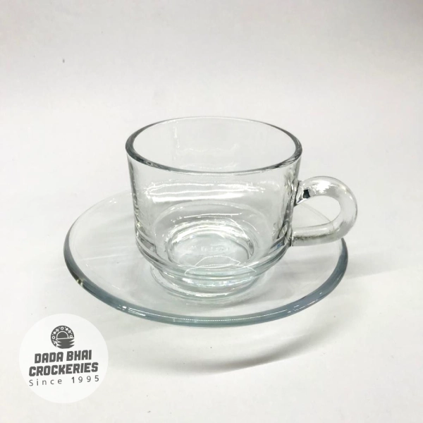 Olila Glass Tea Cup with Saucers 1pcs-E006
