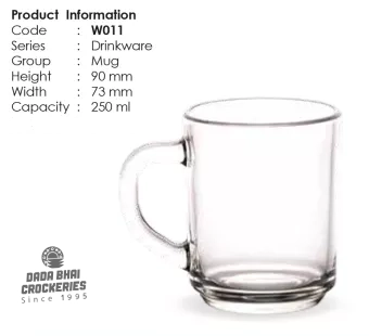 Clear Glass Coffee Mug 250mL - OLiLA W011