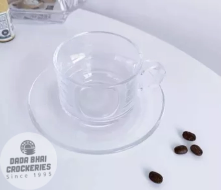 Olila Glass Tea Cup with Saucers 1pcs-E006