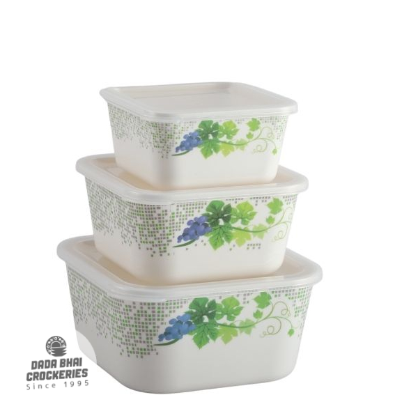 Italiano 3 Pcs Square Container Set -Snowdrop