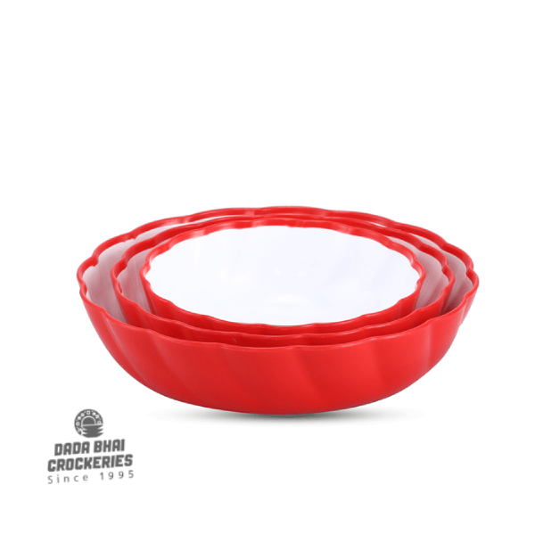 Bakul Bowl 3 Pcs Set Red & White