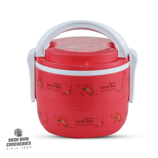 Round Double Bati Tiffin Box-Red