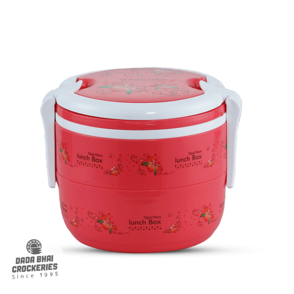 Round Double Bati Tiffin Box-Red