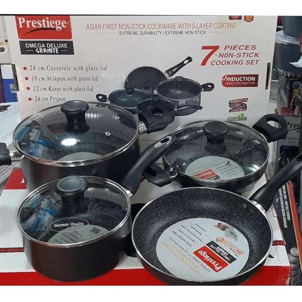 Prestige Induction Non-Stick Marble Coated 7pcs Cookware Set