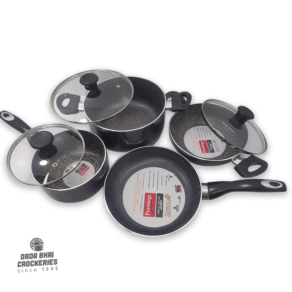 Prestige Induction Non-Stick Marble Coated 7pcs Cookware Set
