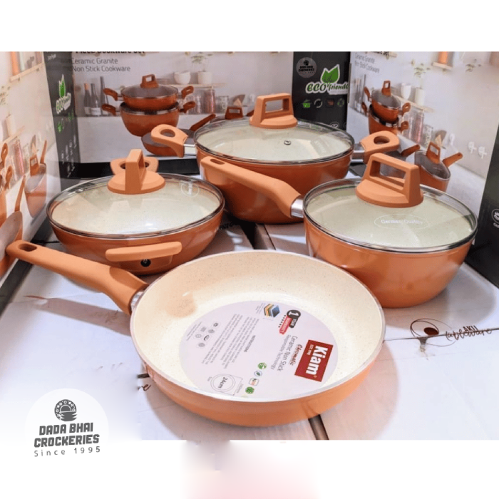 Kiam Induction Non-Stick Ceramic Granite Chromatic 7pcs Cookware Set