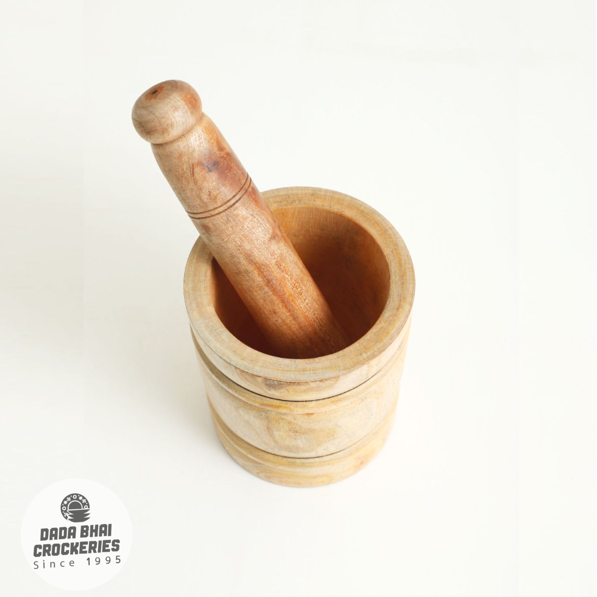 Wooden Mortar & Pestle-Medium | কাঠের হামান-দিস্তা