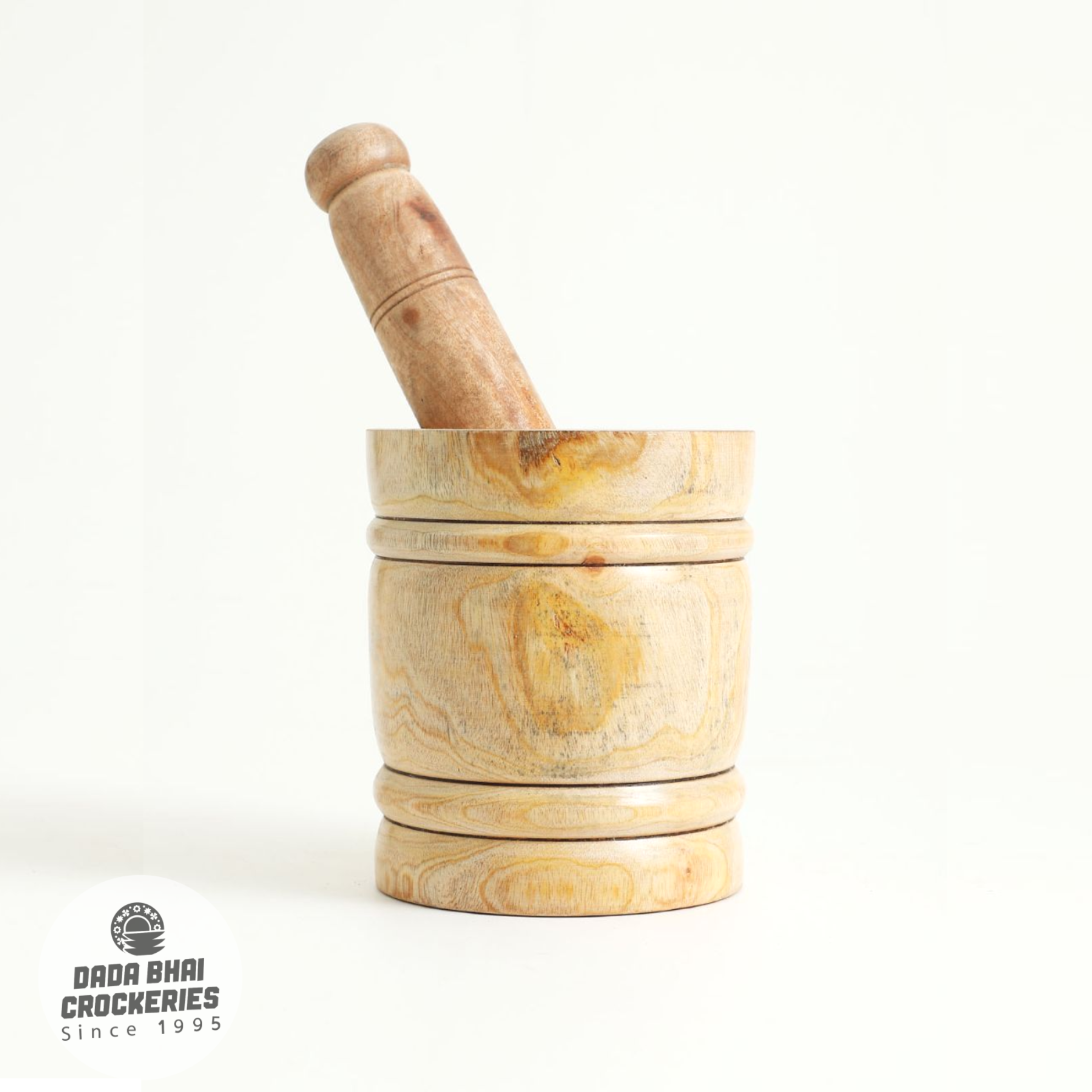 Wooden Mortar & Pestle-Medium | কাঠের হামান-দিস্তা