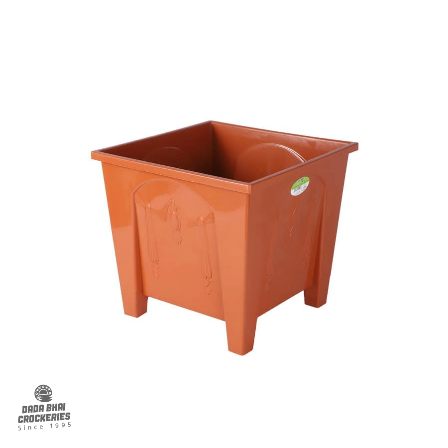 Tel Square Flower Tub 10" - Brown