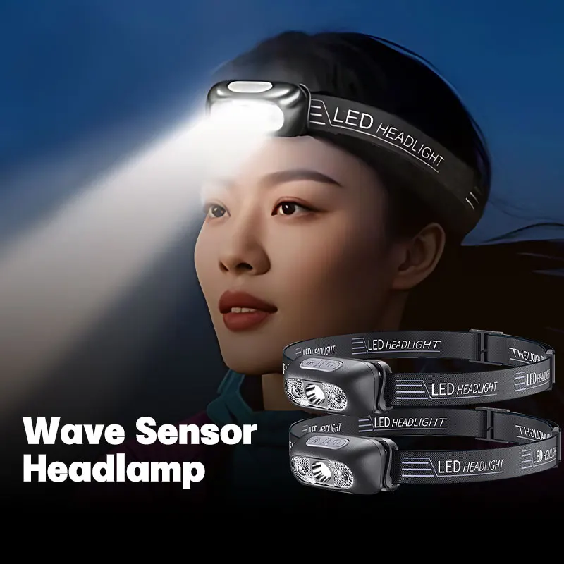 Sensor Headlamp Mini LED USB Rechargeable Angle Adjustable Headlight